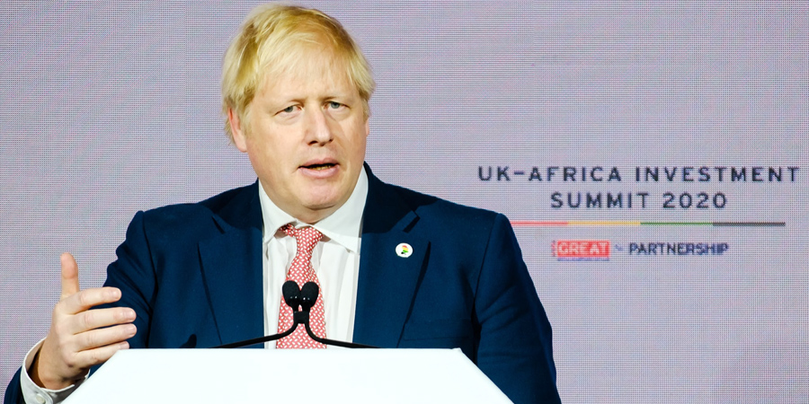 Pictured: UK Prime Minister speaking at The recent UK - Africa Summit 2020