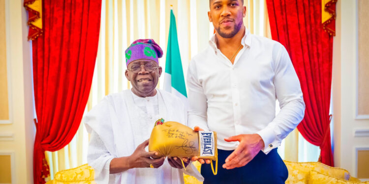 Anthony Joshua Presents Autographed Glove to President Tinubu During Lagos Visit