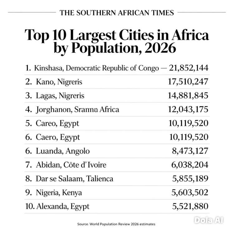 Africa’s Largest Cities in 2026 Reflect a Continent at the Centre of Global Urban Growth